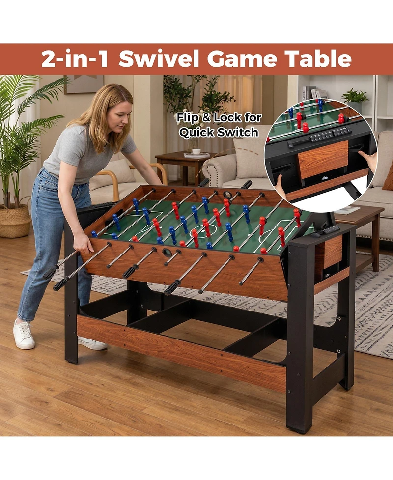 Mecale 2-in-1 Full-Size Foosball and Pool Combo Table with Legs