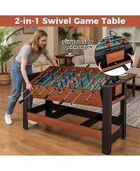 Mecale 2-in-1 Full-Size Foosball and Pool Combo Table with Legs