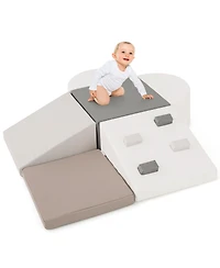 Mecale 6-Piece Soft Play Set for Toddlers with Climbing Triangle and Ramp