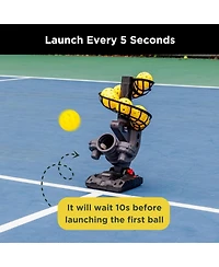 Furlihong Portable Pickleball Pitching Machine with 4 Adjustable Angles Includes 9 Standard Size Pickleballs Battery or Power Bank Powered