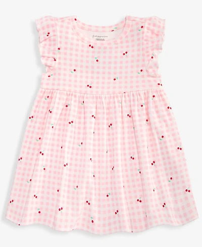 First Impressions Baby Girls' 0M-24M Cherry-Print Gingham Dress, Macy's Exclusive