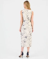 Anne Klein Womens Embroidered Sleeveless Top Embroidered Faux Wrap Midi Skirt