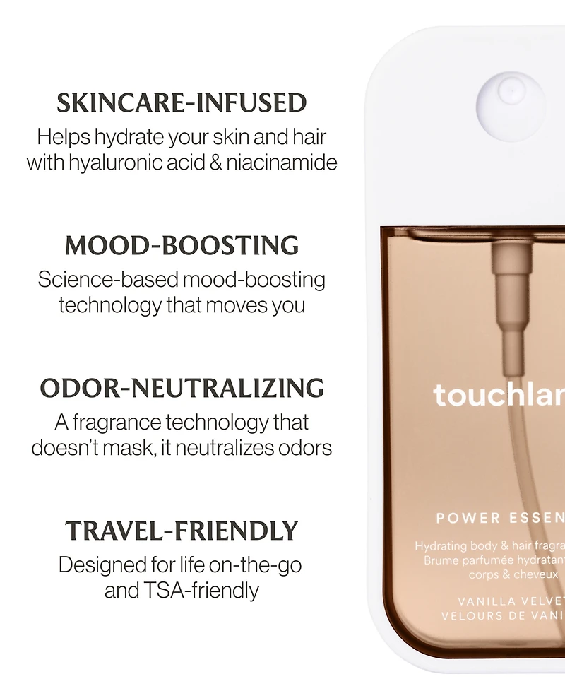 Touchland Power Essence Vanilla Velvet Body and Hair Fragrance Mist, 2 oz.