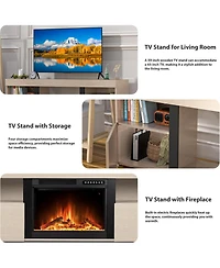 Cowsar 60" Electric Fireplace Tv Stand with Mantel, Remote & Timer