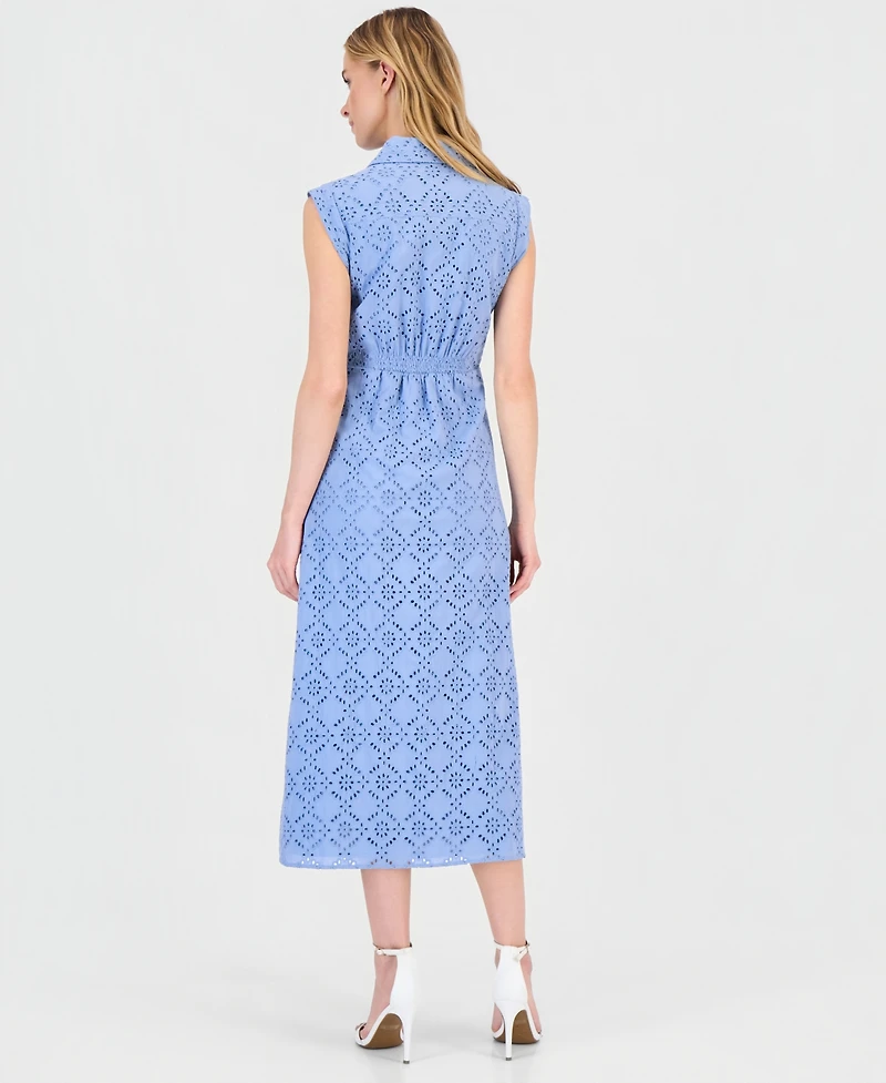 Anne Klein Women's Eyelet Embroidered Shirtdress
