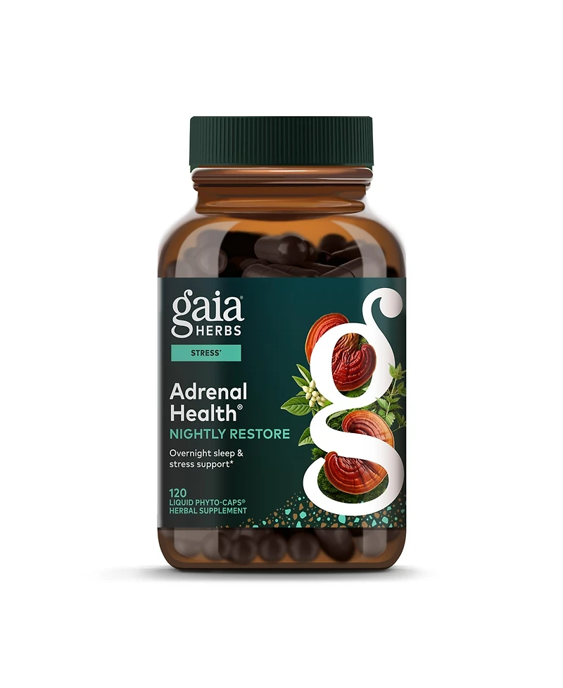 Gaia Herbs Adrenal Health Nightly Restore - Adrenal Support Herbal Supplement with Ashwagandha, Magnolia Bark, Cordyceps, Lemon Balm