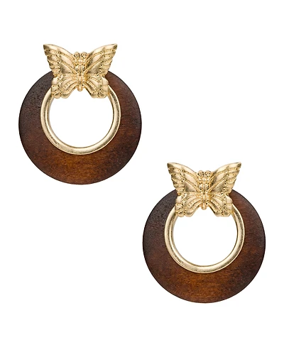 Patrica Nash Gold-Tone Plated Butterfly Doorknocker Earrings