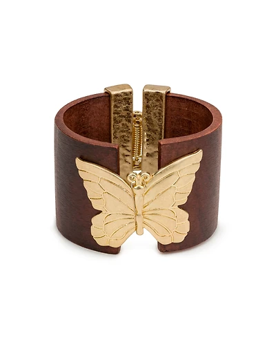 Patrica Nash Gold-Tone Plated Hinged Cuff Butterfly Earrings