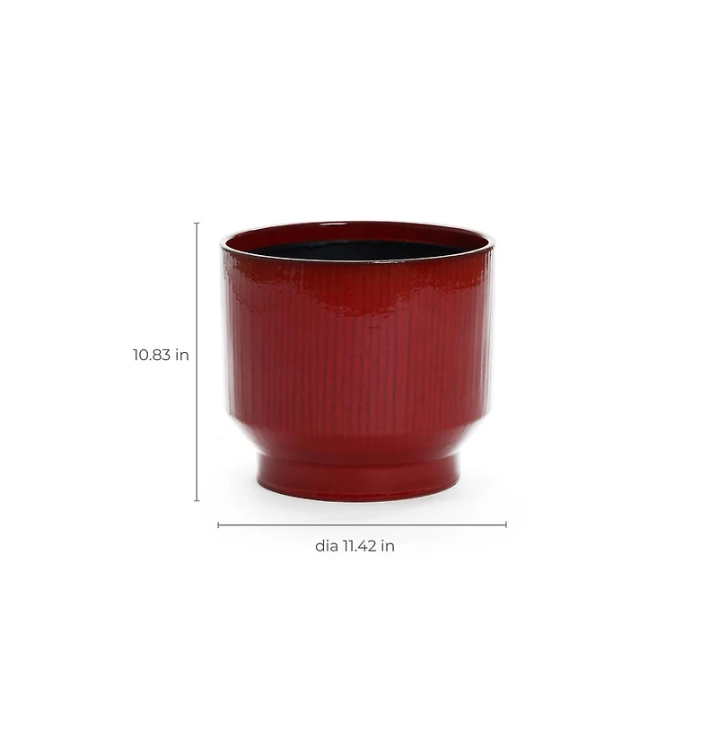 LuxenHome Red Wine 11.4-Inch Round Ceramic Planter