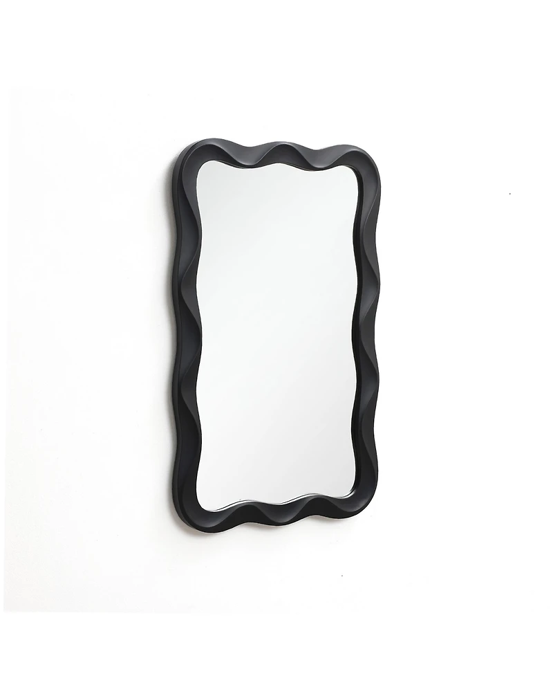 LuxenHome Modern Mdf Wood Wavy Rectangle Wall Mirror, 35.4" H x 21.65" With Home Decor