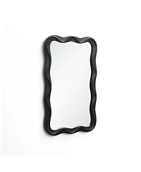 LuxenHome Modern Mdf Wood Wavy Rectangle Wall Mirror, 35.4" H x 21.65" With Home Decor
