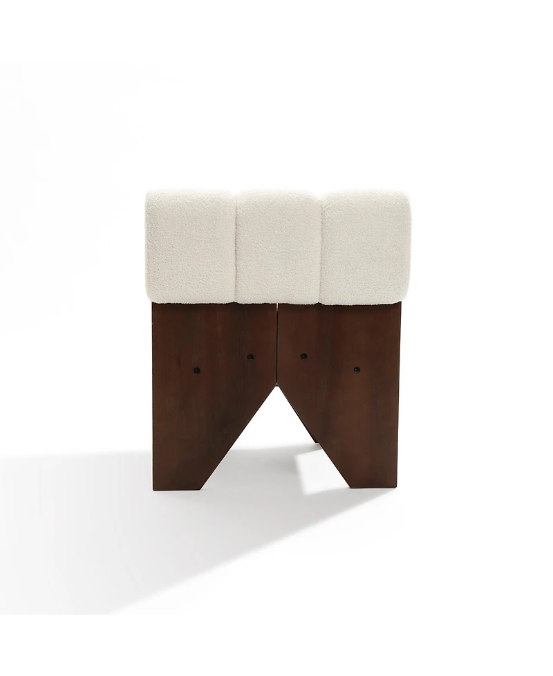 LuxenHome Upholstered White Modern Armless Accent Chair