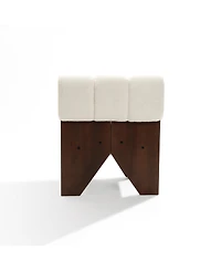 LuxenHome Upholstered White Modern Armless Accent Chair