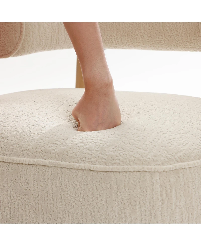 LuxenHome Upholstered Cream Modern U-Shape Back Accent Chair