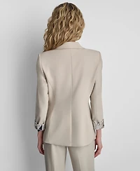 Dkny Women's Newspaper-Print One-Button Blazer