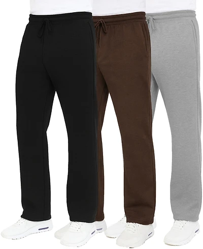 Blue Ice Men's Classic Heavyweight Fleece Sweatpants with Open Bottom -3 Pack