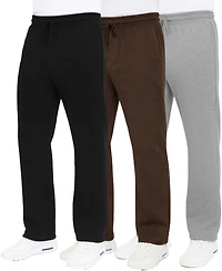 Blue Ice Men's Classic Heavyweight Fleece Sweatpants with Open Bottom -3 Pack