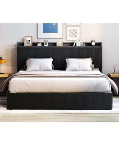 Gaomon Bed Frame With Lift Up Storage Upholstered Velvet Bed With Storage Headboard Metal Platform Bed Hydraulic Support No Box Spring Needed