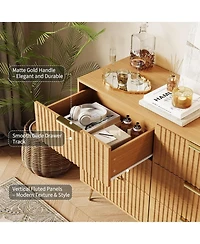 gaomon Takywep Fluted 9-Drawer Dresser for Bedroom, 63" Wide Modern Minimalist Chest of Wooden Drawers,Wide Clothes Storage Organizer