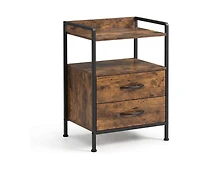 gaomon Nightstand with 2 Fabric Drawers, 3-Tier Storage End Table with Storage Shelf for Living Room