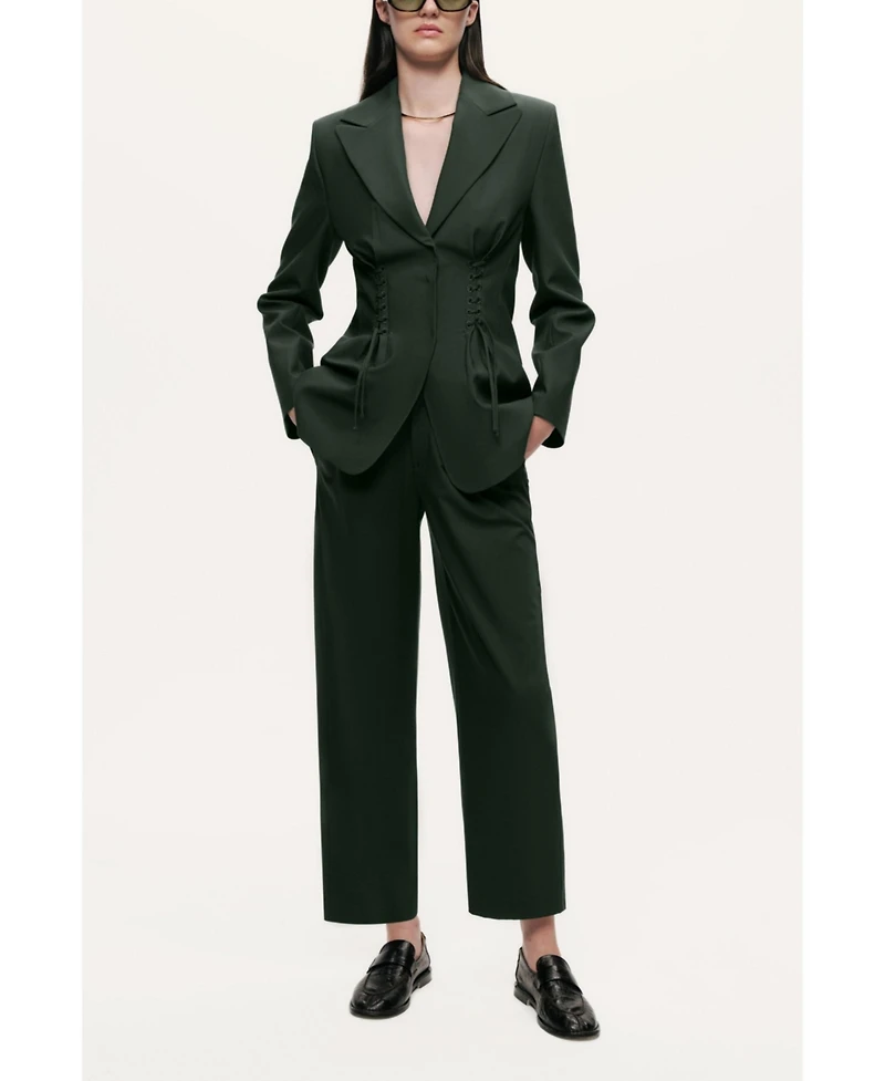 Nocturne Women's Lace-Up Waist Tailored Blazer