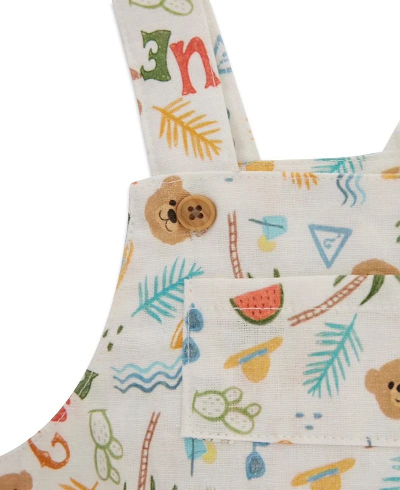 Guess Baby Boys' Short-Sleeve Bodysuit, Shortall, and Bucket Hat, 3-Piece Set