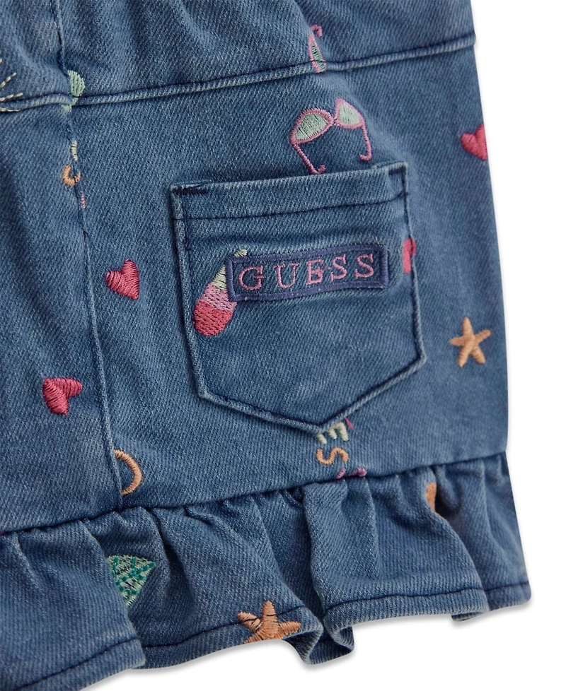 Guess Baby Girls' Short-Sleeve Bodysuit and Stretch Denim Skirtall, 2-Piece Set