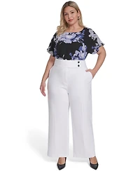 Calvin Klein Plus Wide-Leg Mid-Rise Pants