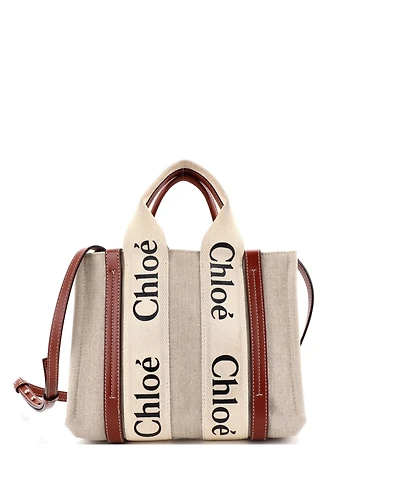 Pre-Owned Chloe Small Woody Tote Canvas with Leather