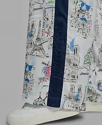 Karl Lagerfeld Paris Women's Mid-Rise Wide-Leg Printed Pants
