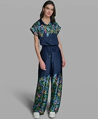 Karl Lagerfeld Paris Women's Mid-Rise Floral Printed Pants