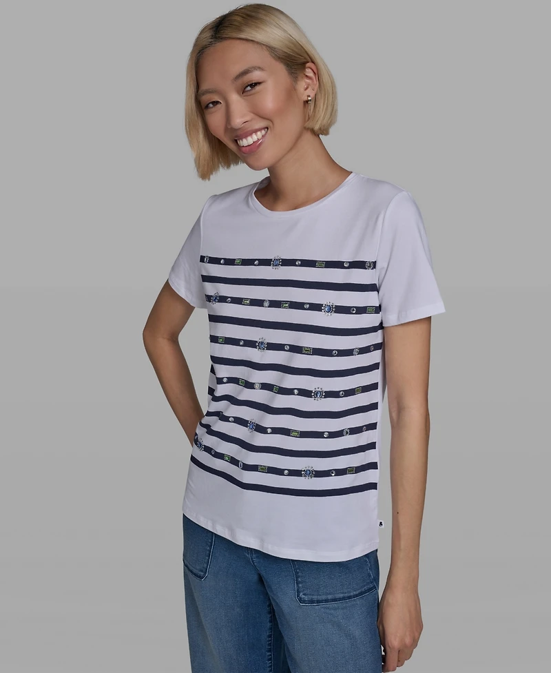 Karl Lagerfeld Paris Women's Short-Sleeve Crewneck T-Shirt