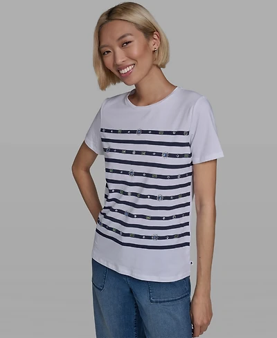 Karl Lagerfeld Paris Women's Short-Sleeve Crewneck T-Shirt