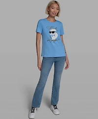 Karl Lagerfeld Paris Women's Short-Sleeve Crewneck T-Shirt