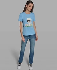 Karl Lagerfeld Paris Women's Short-Sleeve Crewneck T-Shirt