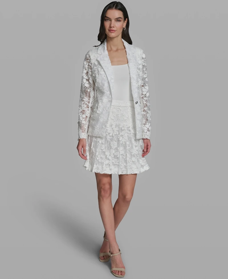 Karl Lagerfeld Paris Women's Long-Sleeve Collared Laced Blazer