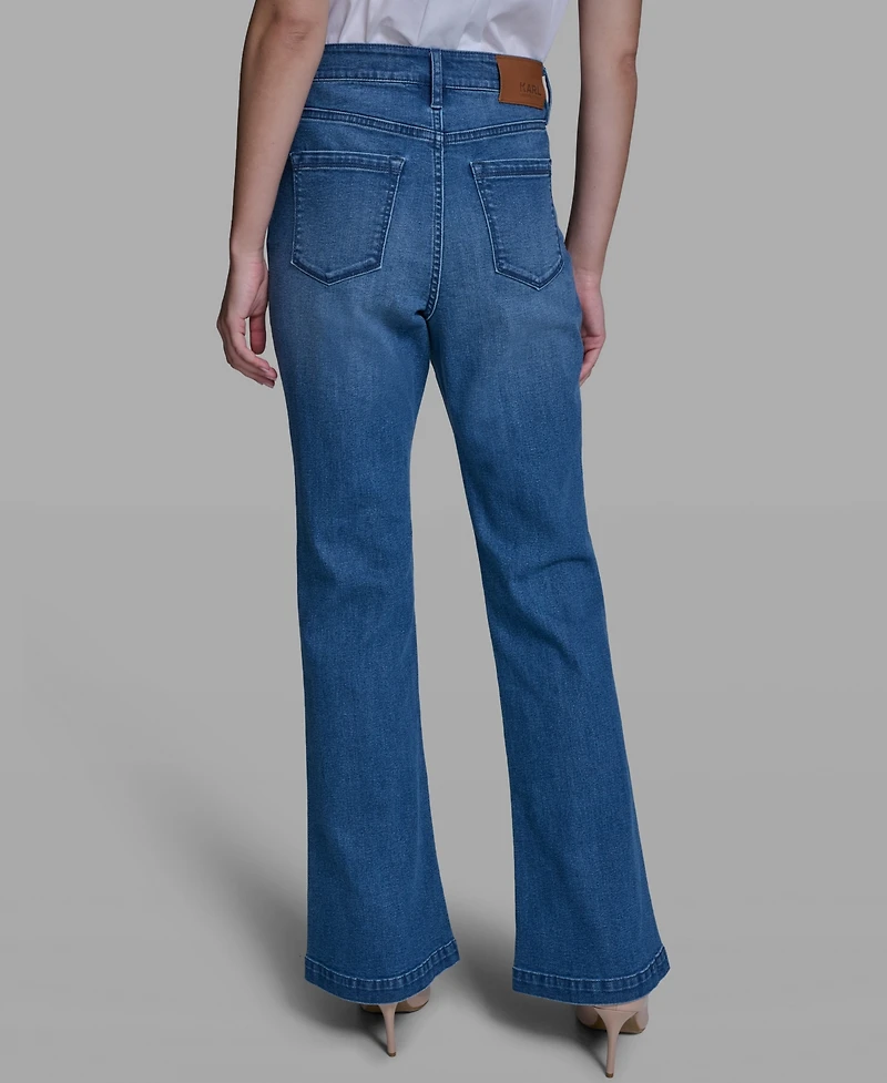 Karl Lagerfeld Paris Women's Straight Fit Mid-Rise Ankle Length Jeans