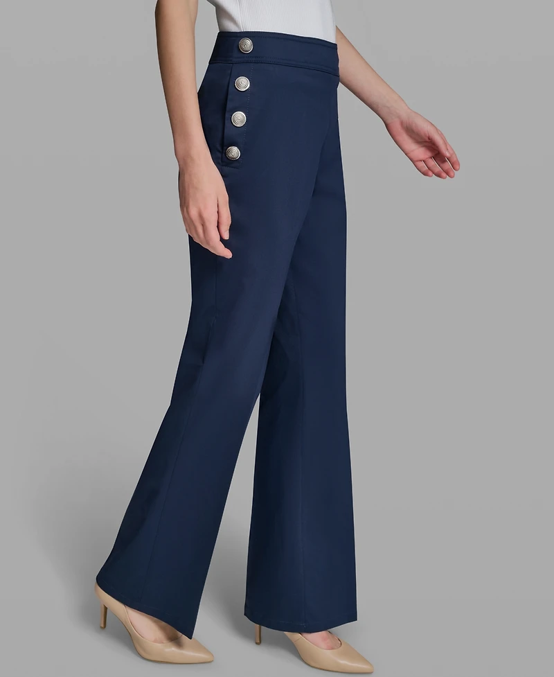 Karl Lagerfeld Paris Women's Wide-Leg Mid-Rise Sailor Pants
