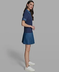 Karl Lagerfeld Paris Women's Short-Sleeve Collared Knitted Polo Dress