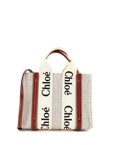 Pre-Owned Chloe Small Woody Convertible Tote Canvas with Leather
