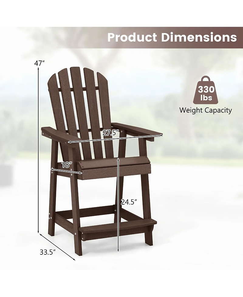 Gymax Tall Bar Stool Hdpe Chair w/ Armrest Footrest Home Indoor Outdoor Patio