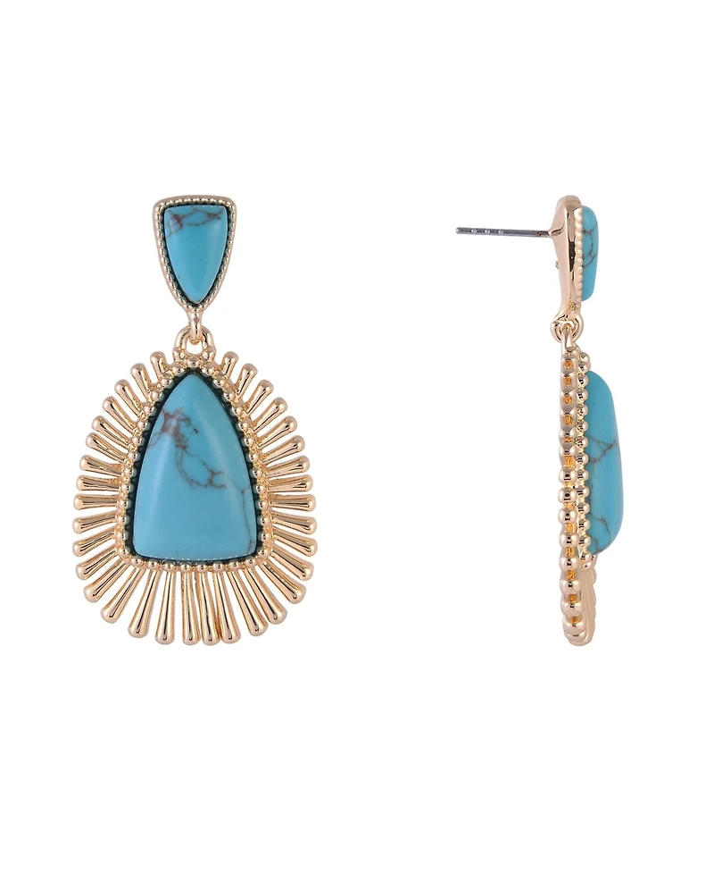 Rachel Rachel Roy Gold Tone and Turquoise Drop Earrings