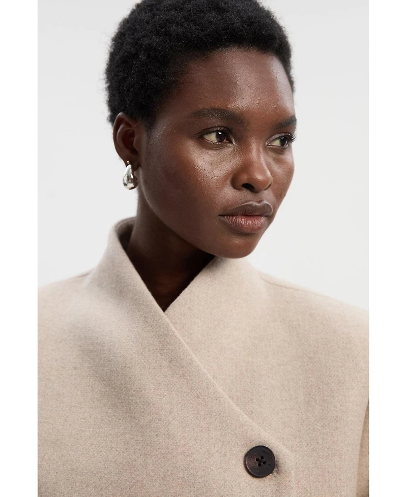 Karen Millen Women's Wool Wrap Neck Tailored Belted Midi Coat