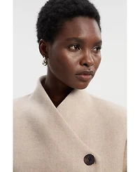 Karen Millen Women's Wool Wrap Neck Tailored Belted Midi Coat