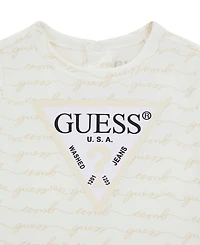 Guess Baby Boys' Stretch Jersey All-Over Script Logo Print Romper