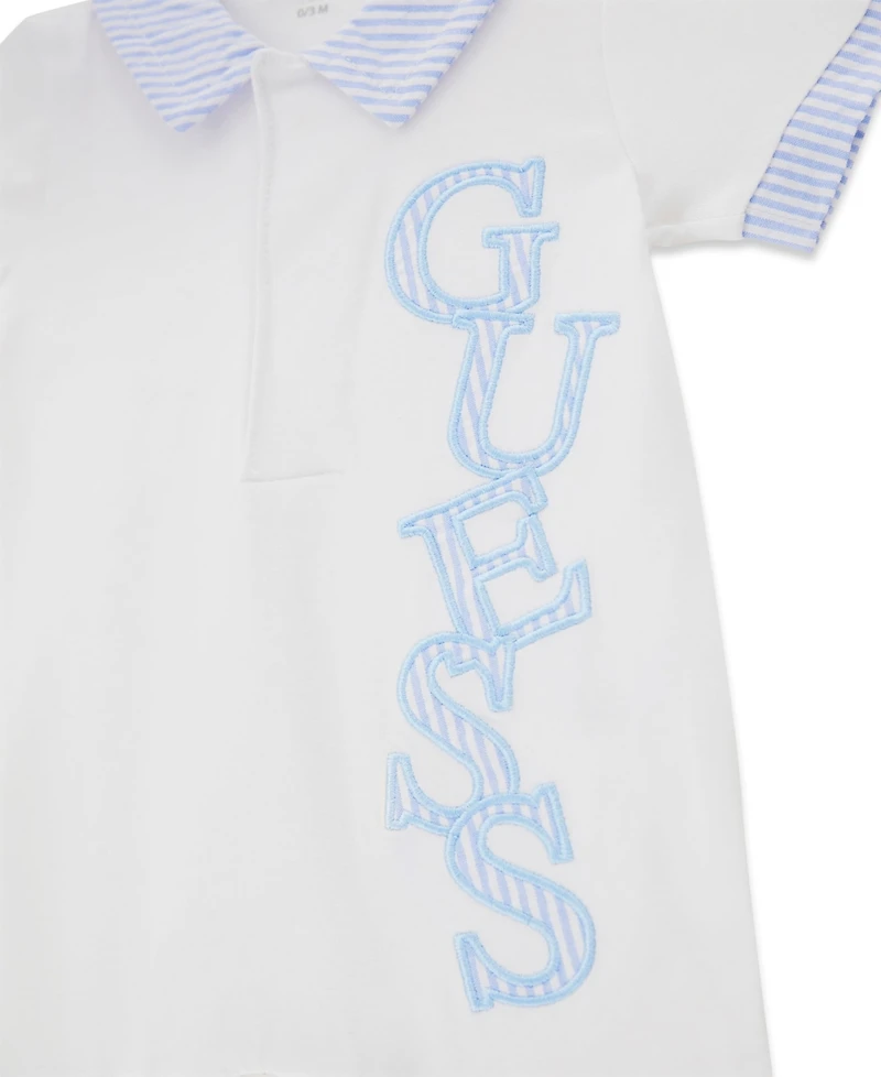 Guess Baby Boys' Stretch Jersey Shortall with Seersucker Details