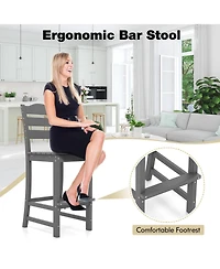 Costway Outdoor 4pcs Hdpe Bar Stool Patio Tall Chair Backrest Footrest All Weather