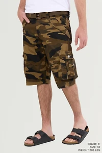 Xray Men's Belted Double Pockets Cargo Shorts