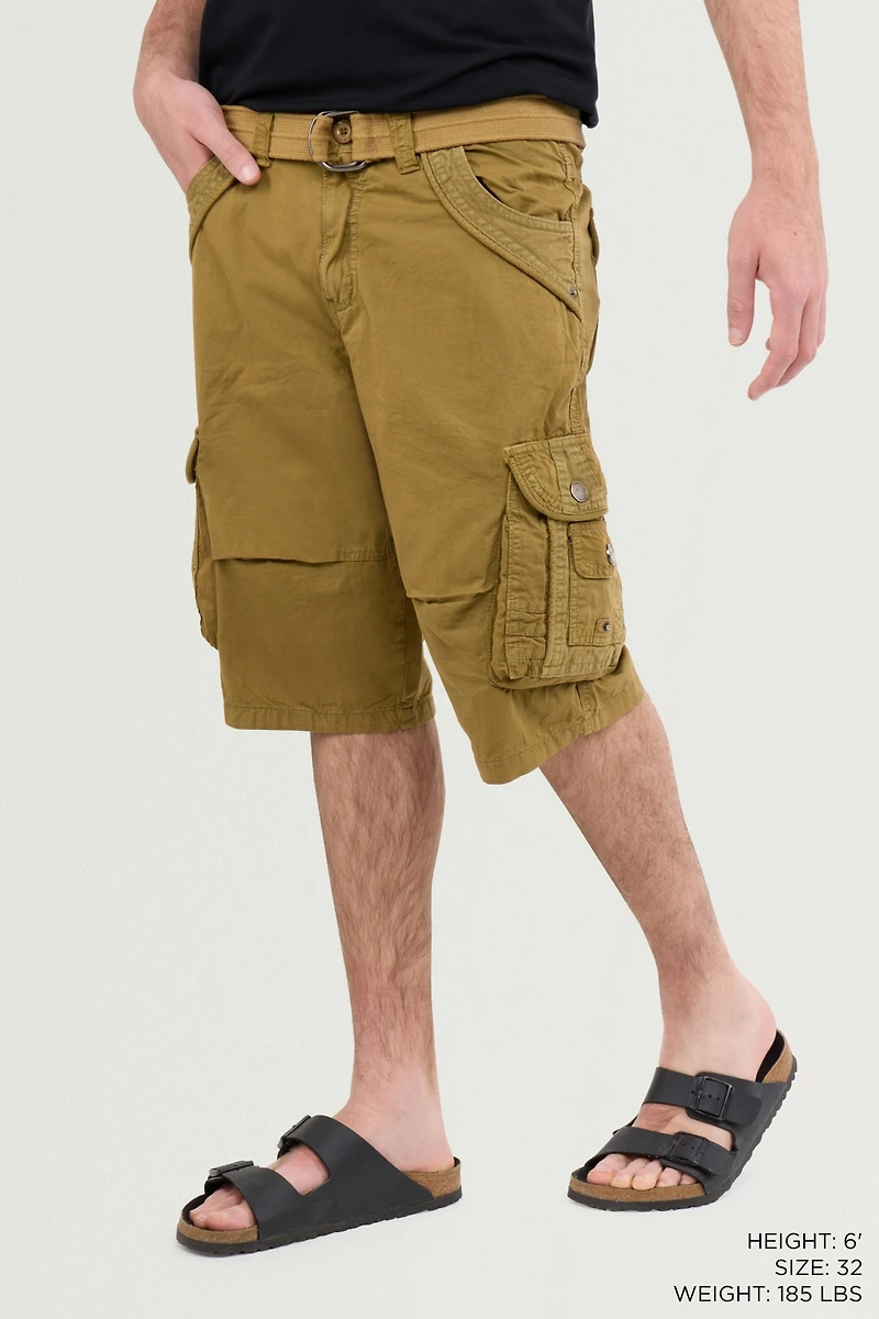 X-Ray Men's Belted Knee Length Cargo Shorts