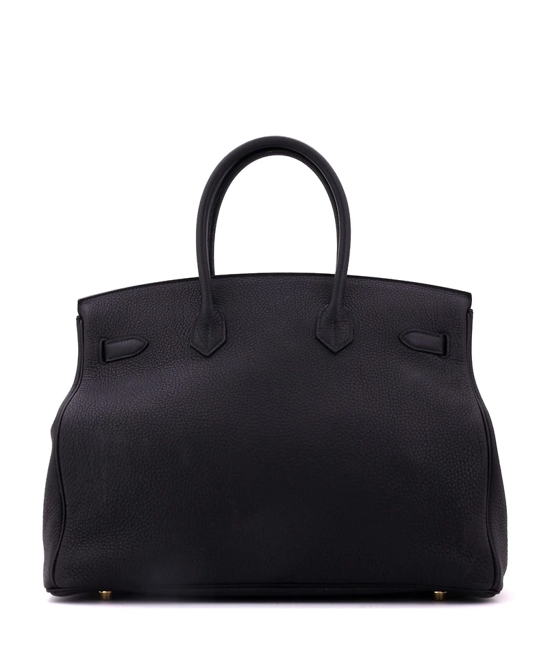 Pre-Owned HERMES Birkin 35 Handbag Clemence with Gold Hardware